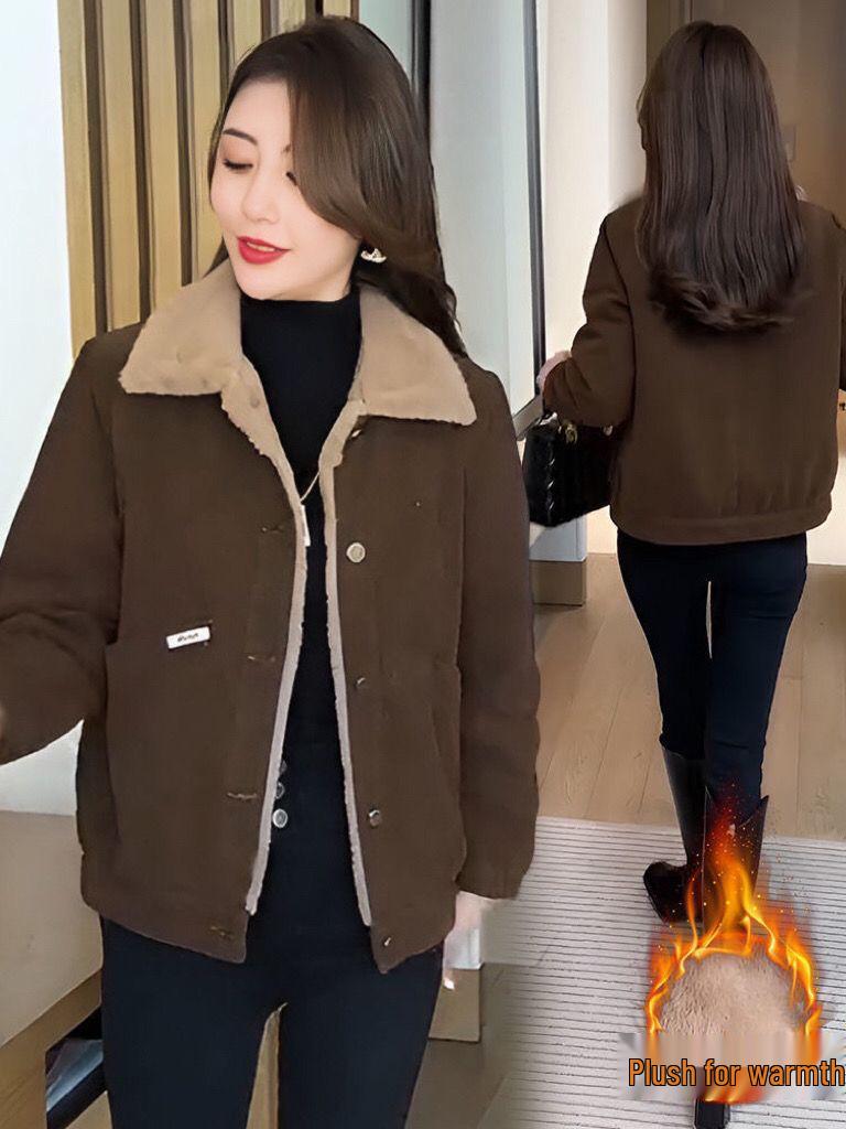 Women's Corduroy Petite Loose Warm Jacket - 2024 Autumn/Winter Collection