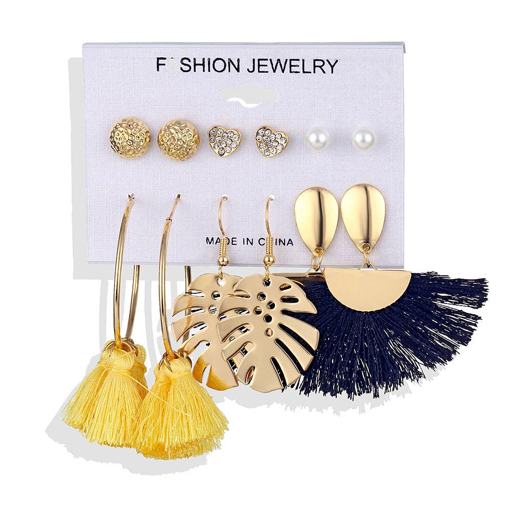 6 Pair/set Shell Earrings For Women Boho Fashion Flower Long Tassel Drop Earring Beach Jewelry Gift