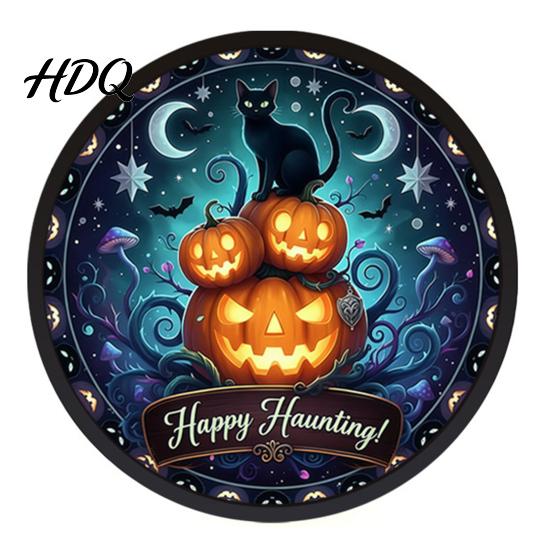 Halloween Holiday Decorations LED Glowing Hanging Decor Acrylic Window Ornament with Light Spooky Durable Signs Sign for Door Wall Haunted