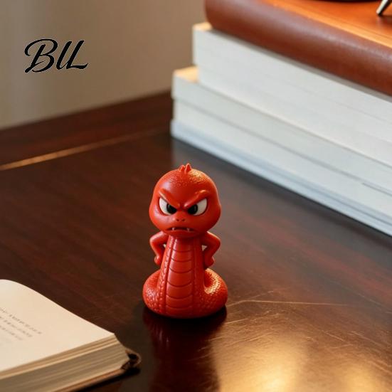 Desktop Decoration Ornament 3D Printed Snake Ornament, Cartoon Angry Little Figurine, PLA Plastic Durable for Home Office Desk Display Small