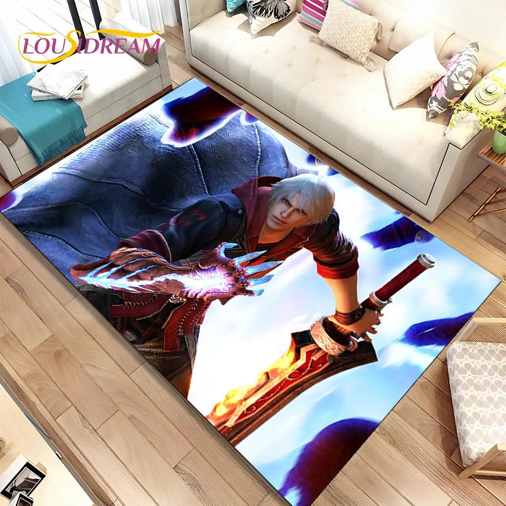 Tapis de jeu 3D HD D-Devil May Cry DMC, Tapis de sol pour salon, chambre à coucher, canapé, paillasson décoratif, tapis de sol antidérapant pour enfants