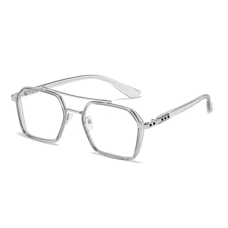 

Vintage Square Glasses Woman Man Transparent Anti Blue Light Computer Eyewear Clear Lens Retro Metal Eyeglasses Frame Unisex серый