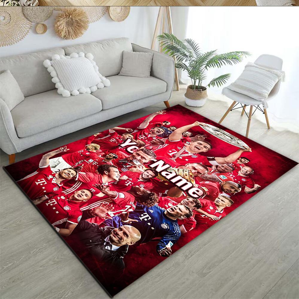 Bayern Munich Customize Your Name Area Rug Perfect for Game Room Study room Foyer Bedrooms Antislip Carpet Anime Office Decor Wedding Party Gift