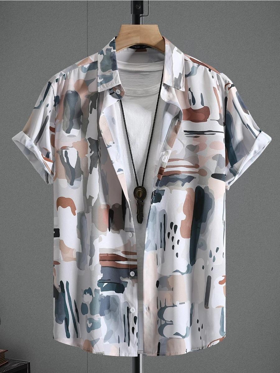 

Летние мужские и женские персонализированные топы с нерегулярным рисунком и принтом, модные рубашки с короткими рукавами, универсальные топы на пуговицах 5XL