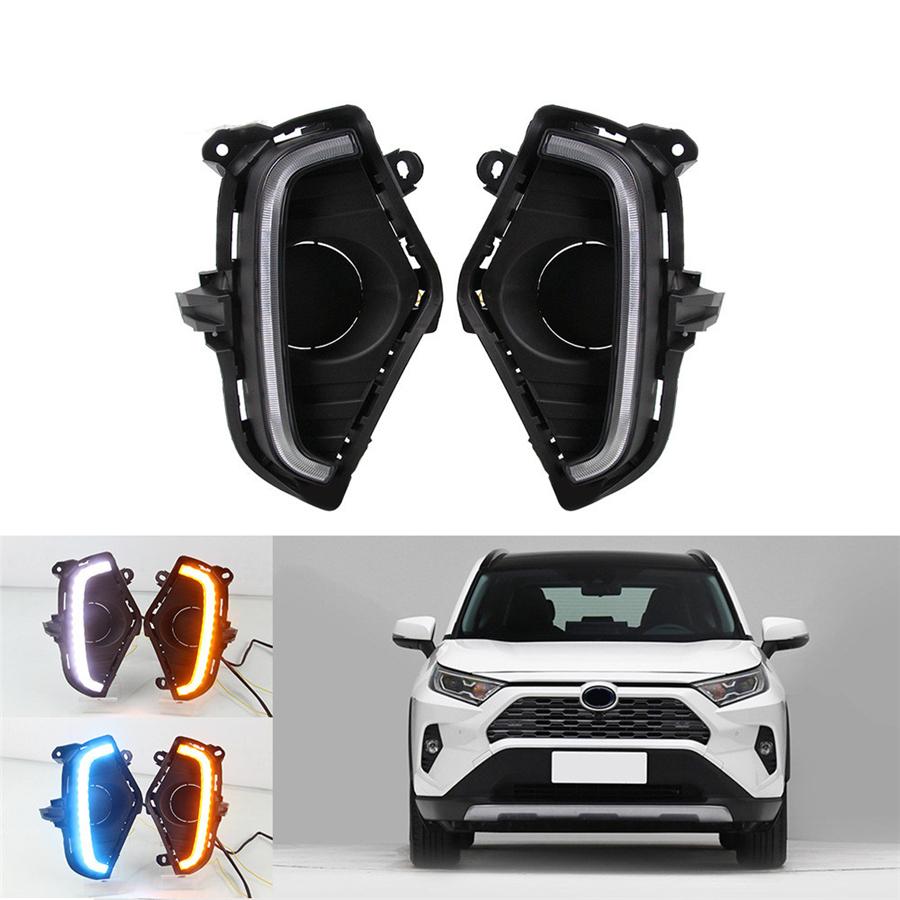 2x Daytime Running Lights LED DRL Fog Lamp w/Turn Signal For Toyota RAV4 2019-22