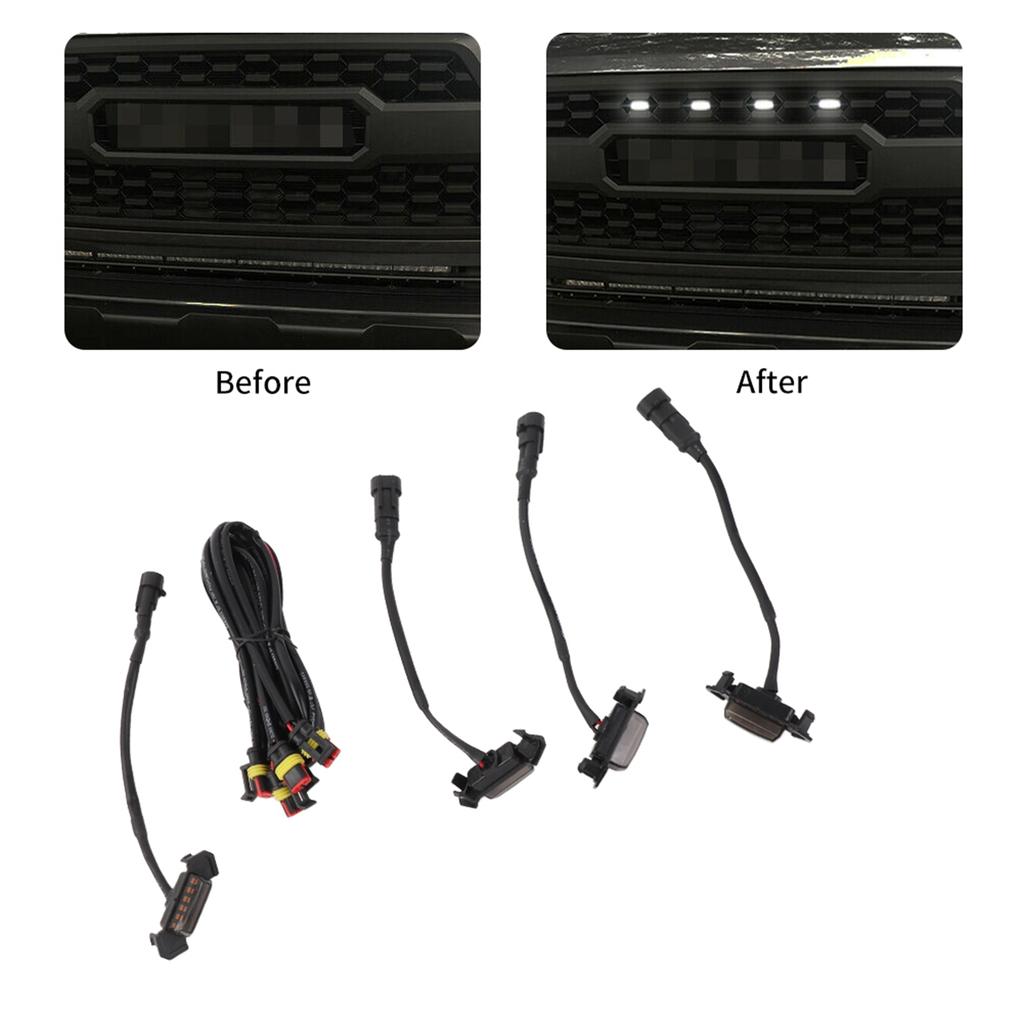 4pcs LED Front Grille Light Smoked Lens with Wiring Harness Kit Fit for Tacoma 16‑19
