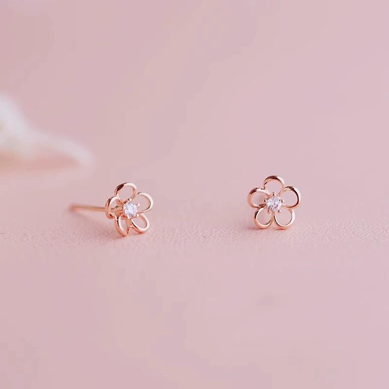 Uini Tail New 925 Silver Hollow Flower Earrings with Niche Design Exquisite and Trendy Girl Accessories
