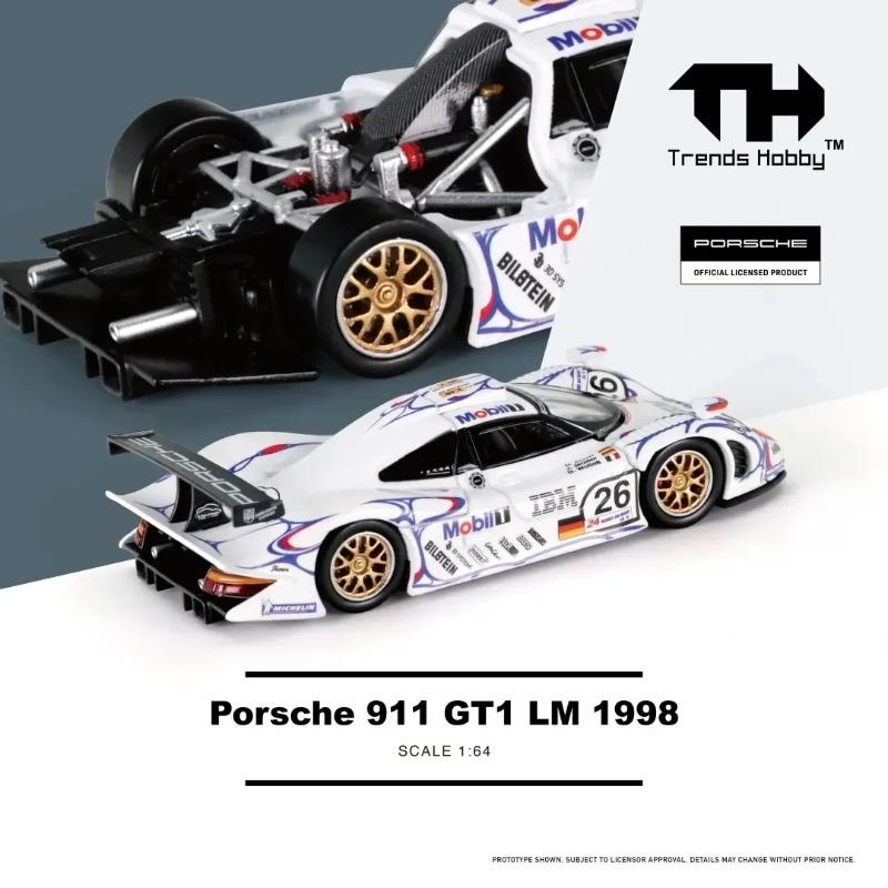 XZZE5 Trends Hobby 1:64 Porsche 911 GT1 LM 1998 Alloy Diecast Car Model Toy Collectible