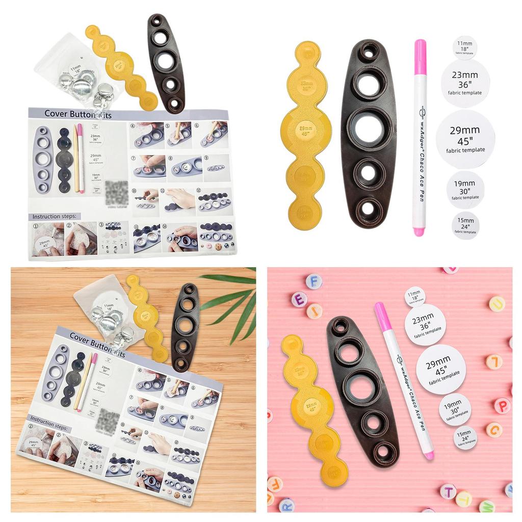 Cover Button Tool DIY Button Craft Universal Flat Back Button Covers DIY Button Craft Set for Luggage Jeans Sweater Jacket Shirt