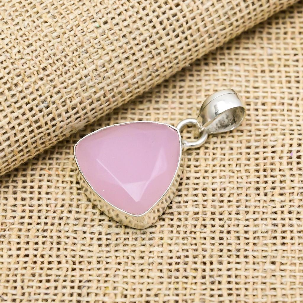Pink Chalcedony Pendant, 925 Solid Sterling Silver Pendant Handmade Gemstone Jewelry, Gifts For Wife Brand New Pendant