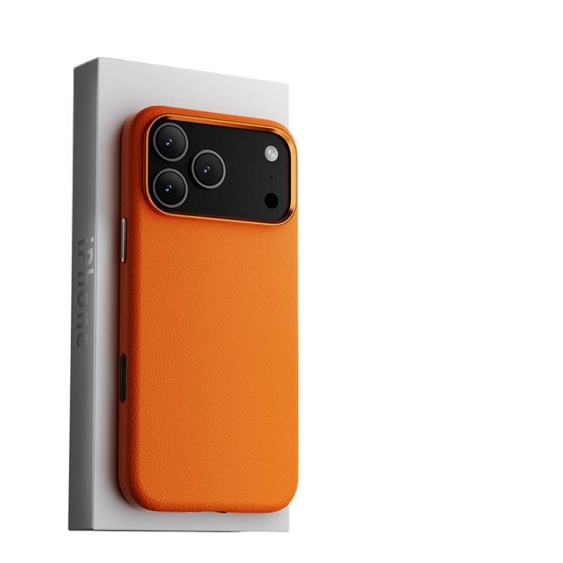 Elektrogeplateerde Echt Lederen Frosted Magnetische Hoes voor iPhone 17 Pro Max