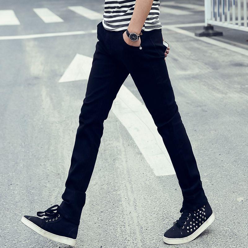 

WTEMPO Мужские джинсы, летние тонкие однотонные свободные эластичные узкие джинсы, простые прямые брюки, повседневные мужские брюки на открытом воздухе 34