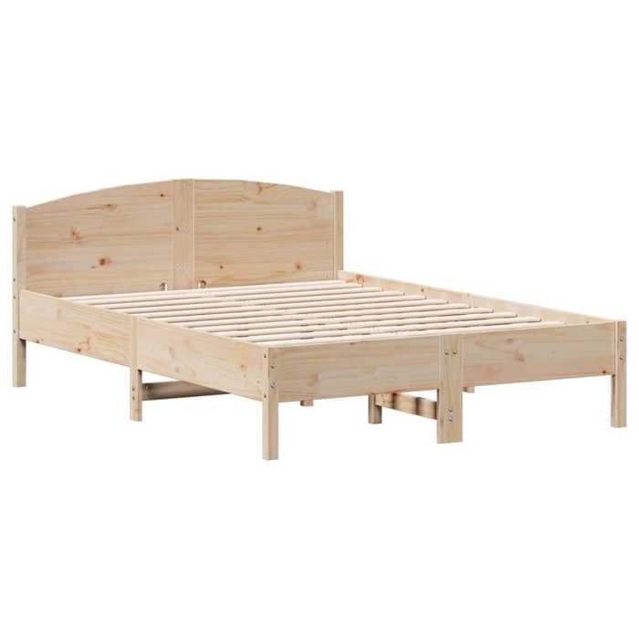 VidaXL Bed Frame with Headboard 135x190 Cm Solid Pine Wood 842606