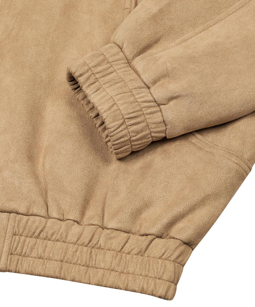 Ironyporno Whiteline 86-Iro253 Curved Bomber Suede Jacket Camel