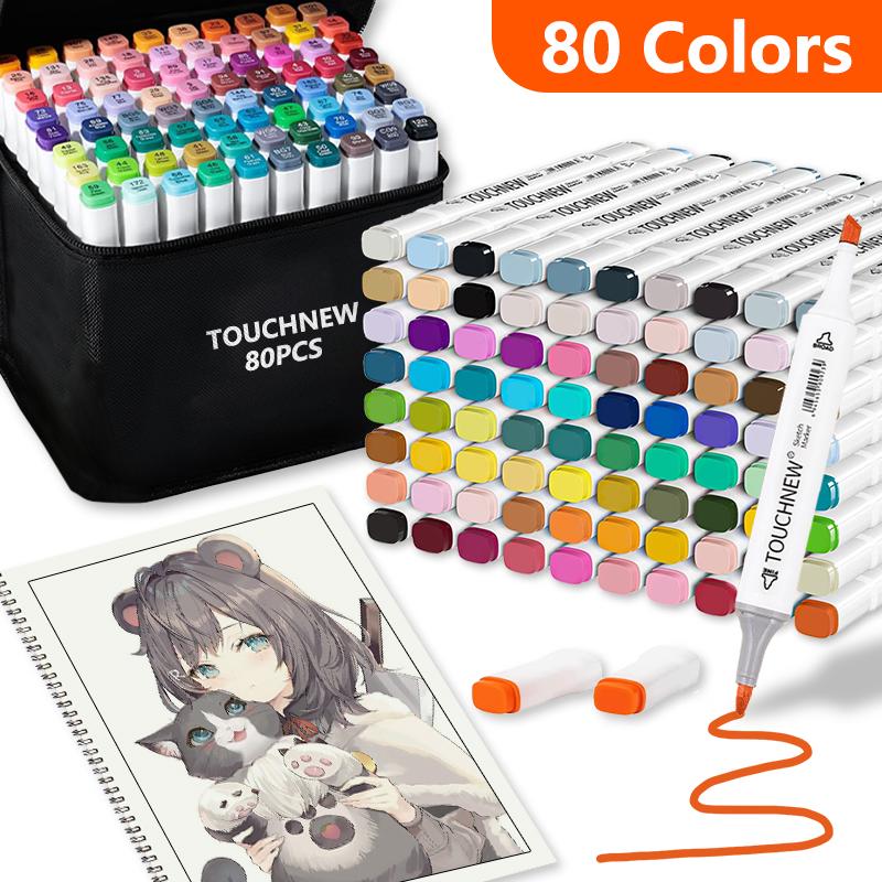 40/60/80/168 Farben Alkoholmarker Set Doppelspitzen Permanent Kunstmarker Stift zum Ausmalen Malen Skizzieren und Zeichnen