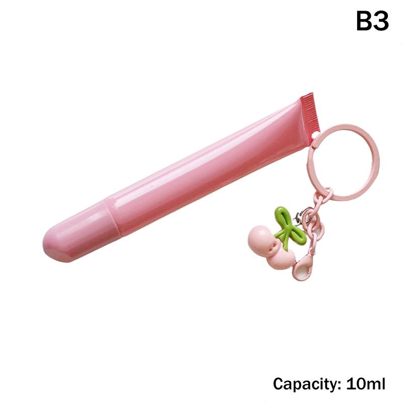 10/15Ml Empty Lipstick Tube With Keychain Pendant Squeeze Sub-Bottling Refillable Liquid Container Bottle Lipgloss Sample Bottle