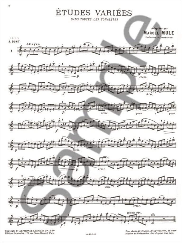 Marcel Mule: Saxophone Instructions: Various Exercises In All Tonalities (Saxophone Instruction Book) Leduc Publishing