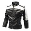Chaqueta de Cuero Lavada Retro para Hombre, Traje de Motocicleta Cortavientos para Otoño e Invierno, Abrigo para Hombre