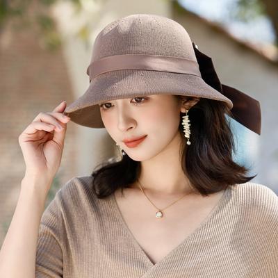 Summer Hat Women's Sunshade Sunscreen Elegant Bow Bucket Hat Fashion Versatile Basin Hat
