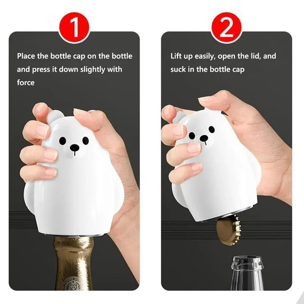 Cartoon Polar Bear Press Type Bottle Opener Household Creative Easy Open Tool Portable Beer Soda Can Opener