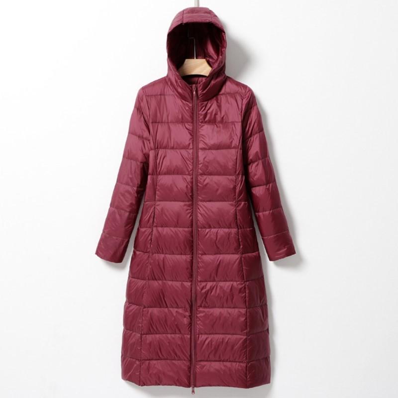 Johnature Women Hooded Zipper Warm Down White Coats Long Sleeve Slim Fashion Clothes Autumn Long Down Coats