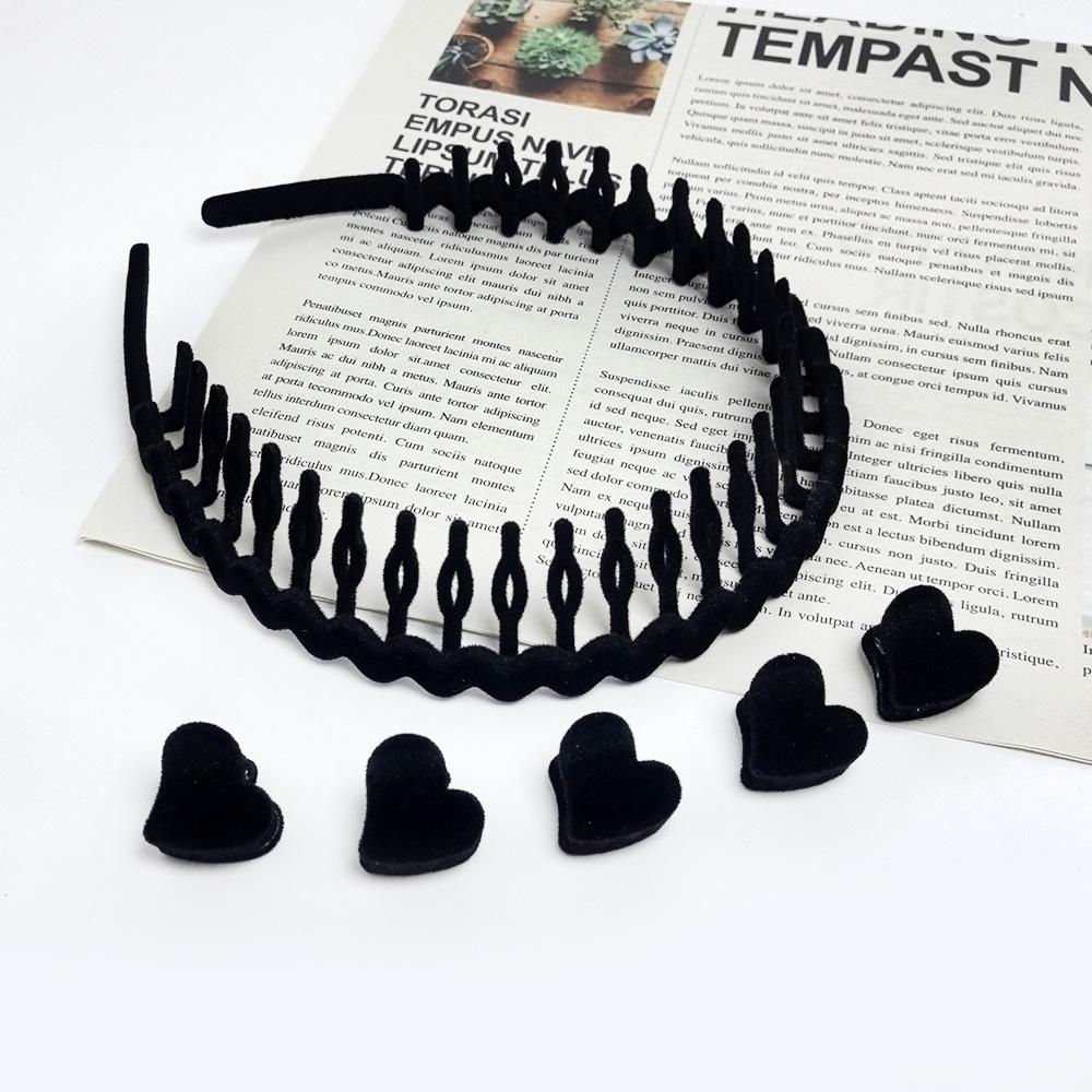 6Pcs/Set Fabric Red Black Plastic Small 2cm Hair Claw Hair Crabs for Girls With Non-Slip Teeth Hair Hoops Accessories For Women