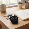 Black Fluffy Black Cat Keychain with Carabiner [HUIJUFU] Heart-Shaped