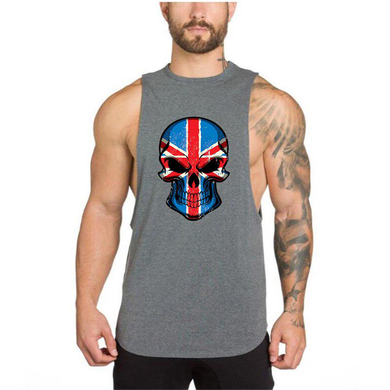 GYM ANIMAL Herren-Marken-Fitness-Muskel-Sport-Casual-Gym-Tanktop, modische Kleidung, Bodybuilding-Unterhemden, ärmelloses Lauf-Weste aus Baumwolle