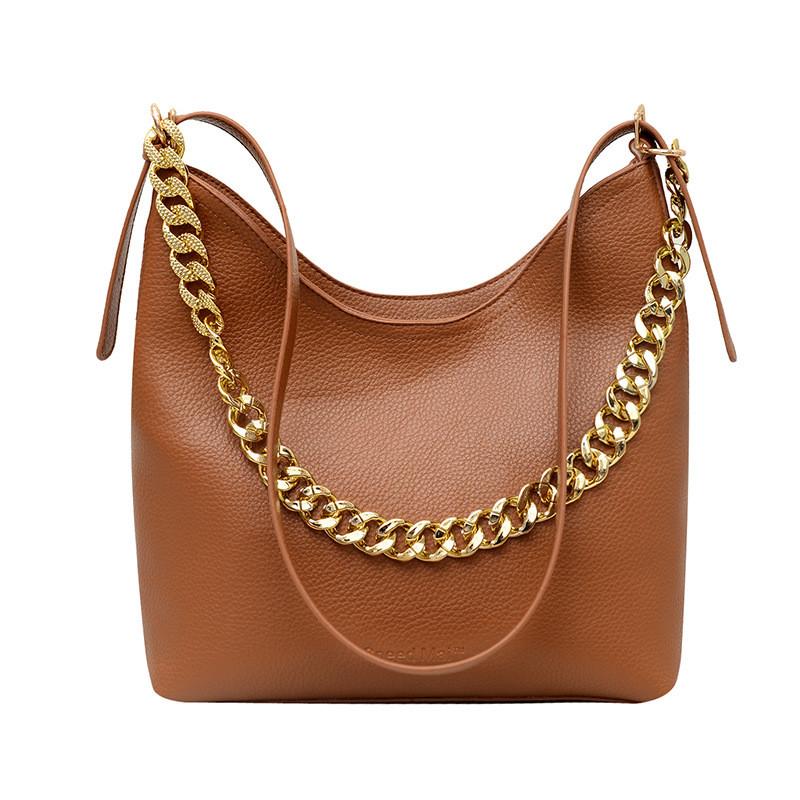 Casual Pu Mini Shoulder Bag For Women With Gold Chain Decoration For Daily Outings