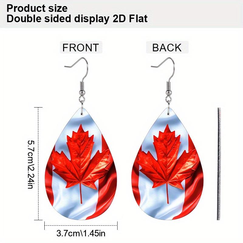 Canada Day Flag PU Earrings, Fashion Earrings, Lightweight Dangle Earrings, National Flag Gift, Canada Maple Leaf Jewelry, Party Accessories