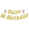 Fairy 1st Birthday Banner, Cute Fairies 1st Birthday Party Decorations, Flower Fairy Girl Happy First Birthday Anniversary Baby Shower Party Supplies