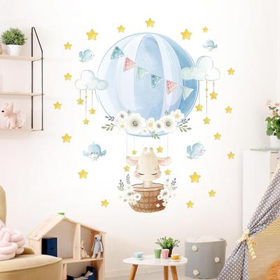 Charming Air Balloon Animal Wall Decals for Children's Bedroom Decor