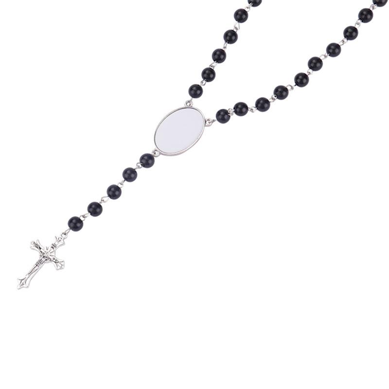 Trendy for Cross Pendant Sublimation Necklace Rosary Beads Necklace Catholicism Prayer Religious Jewellery for Family El