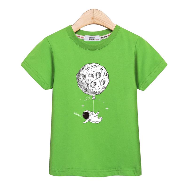 Astronaut New Cartoon T-shirt Boys Summer Shirt Children Short Sleeved Tops Spaceman Clothes