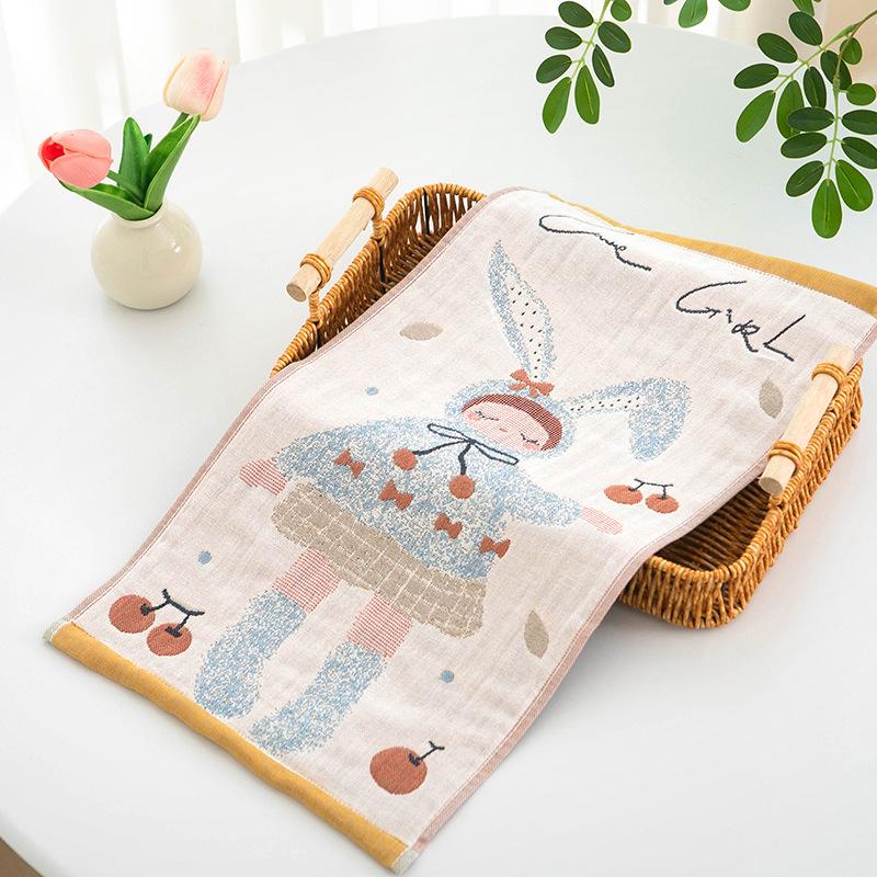 Cartoon Children's Pure Cotton Gauze Towel 25x50cm - Absorbent & Quick-Drying for Face Washing