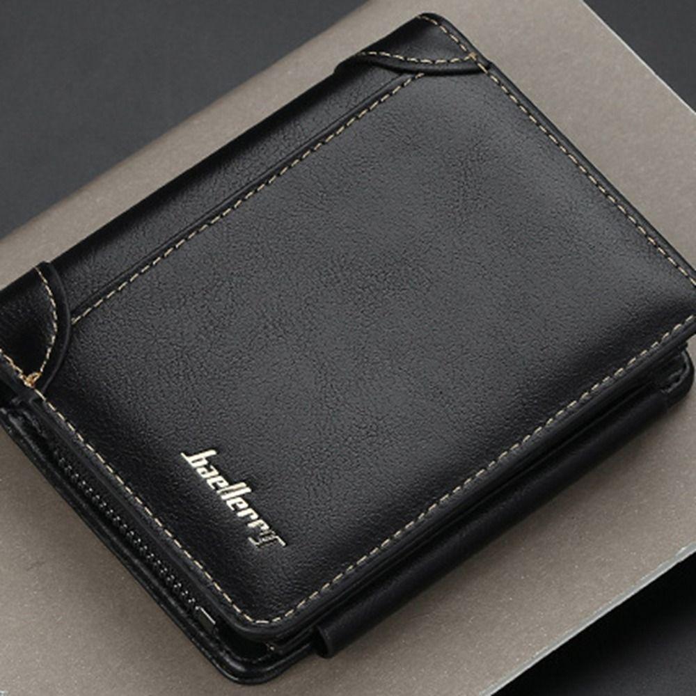 Folded Wallet Bag Business Clutch Bag Zipper ID Card Holder Simple Men PU Wallet  Men