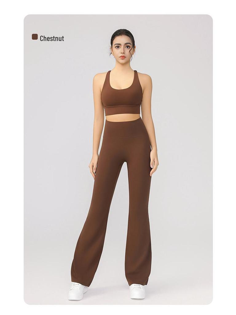 Women's High Waist Hip-Lifting Flare Yoga Pants - Professional Nude Feel, No T, Micro Flare Design for Fitness and Sports.