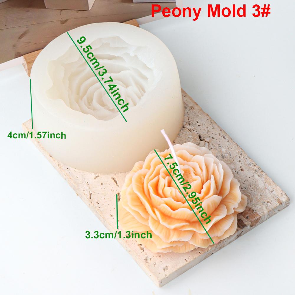 Large Peony Rose Flower Silicone Mold Blooming Flower Candle Resin Concrete Crafts Gypsum Molds DIY Flower Gift Home Decor NONE