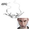 Übertriebene Cosplay Gesichtsmaske Cyberpunk Mechanische Klingenmaske Metall Gotische Nasenrückenmaske für Halloween Maskenball Kostümzubehör Party,