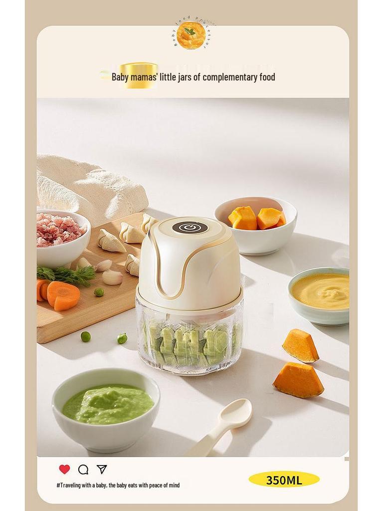 Compact Wireless Electric Garlic and Meat Grinder - Baby Food Maker & Multifunctional Food Processor