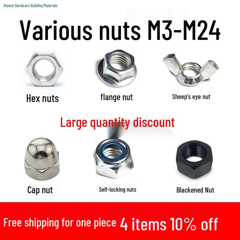 M3-M14 Black Galvanized Nylon Flange Lock Nut