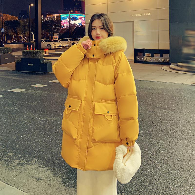2026 Korean Style Oversized Winter Down Jacket for Plus Size Girls: Slimming Design with Fur Collar, Mid-Length, Fits up to 200 Jin.