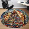 1 Stück Weihnachts-Buntglas-Büro-Runder Teppich, Unter Bürostühlen Schlafzimmer Wohnzimmer Heimdekoration, Zimmerdeko