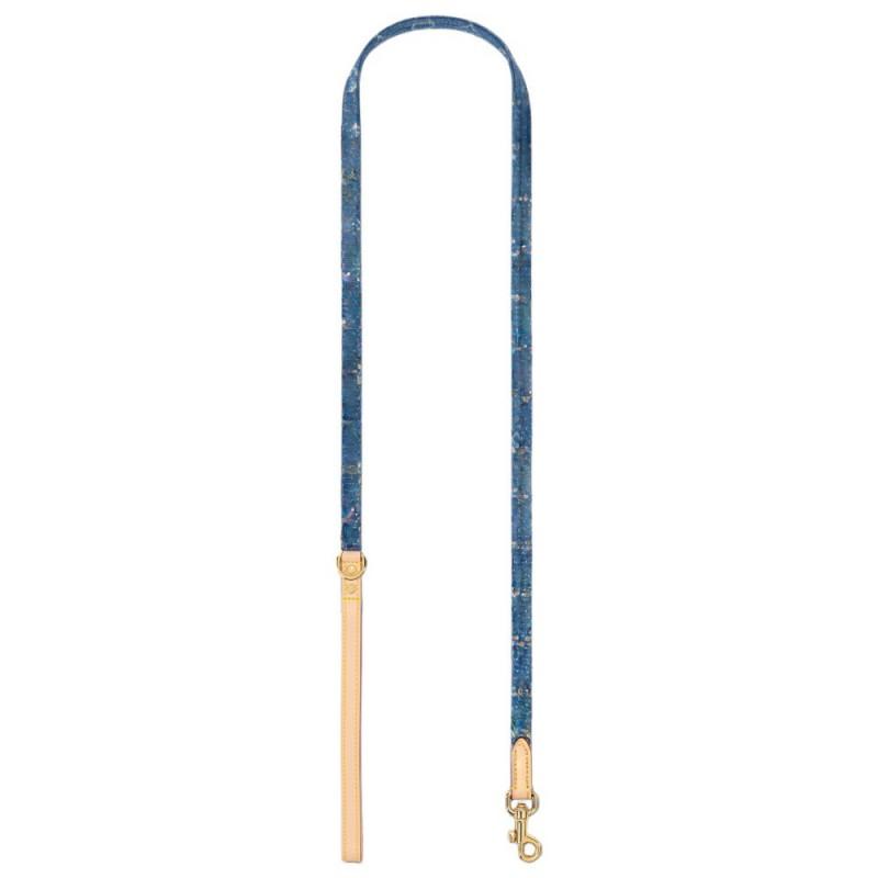 Luxury Denim Monogram Dog Collar Adjustable Leather Pet French Bulldog Dachshund Cat