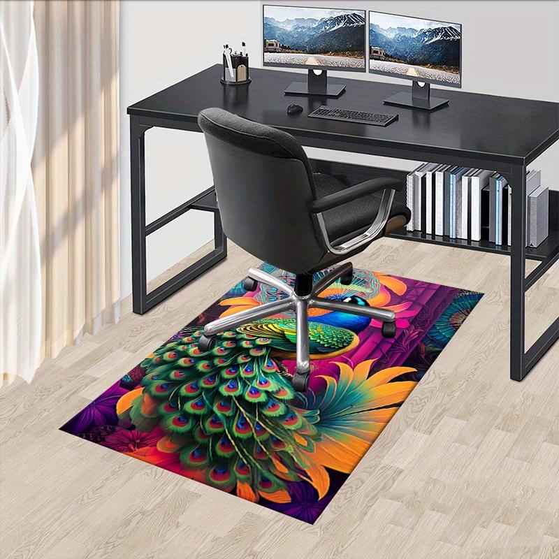 1pc. Colorful Peacock Feather Outdoor Rug, Home Decor Carpet for Living Room, Office Chair Mat, Gift Idea 60cm by 90cm