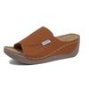 2025 Women's Plus Size Thick-soled Casual Outdoor Wedge Heel Slippers with Simple Strap and Open Toe Design
