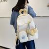 Handle Colorful Embroidered Design Color Blocked Student Backpack For Use Daily