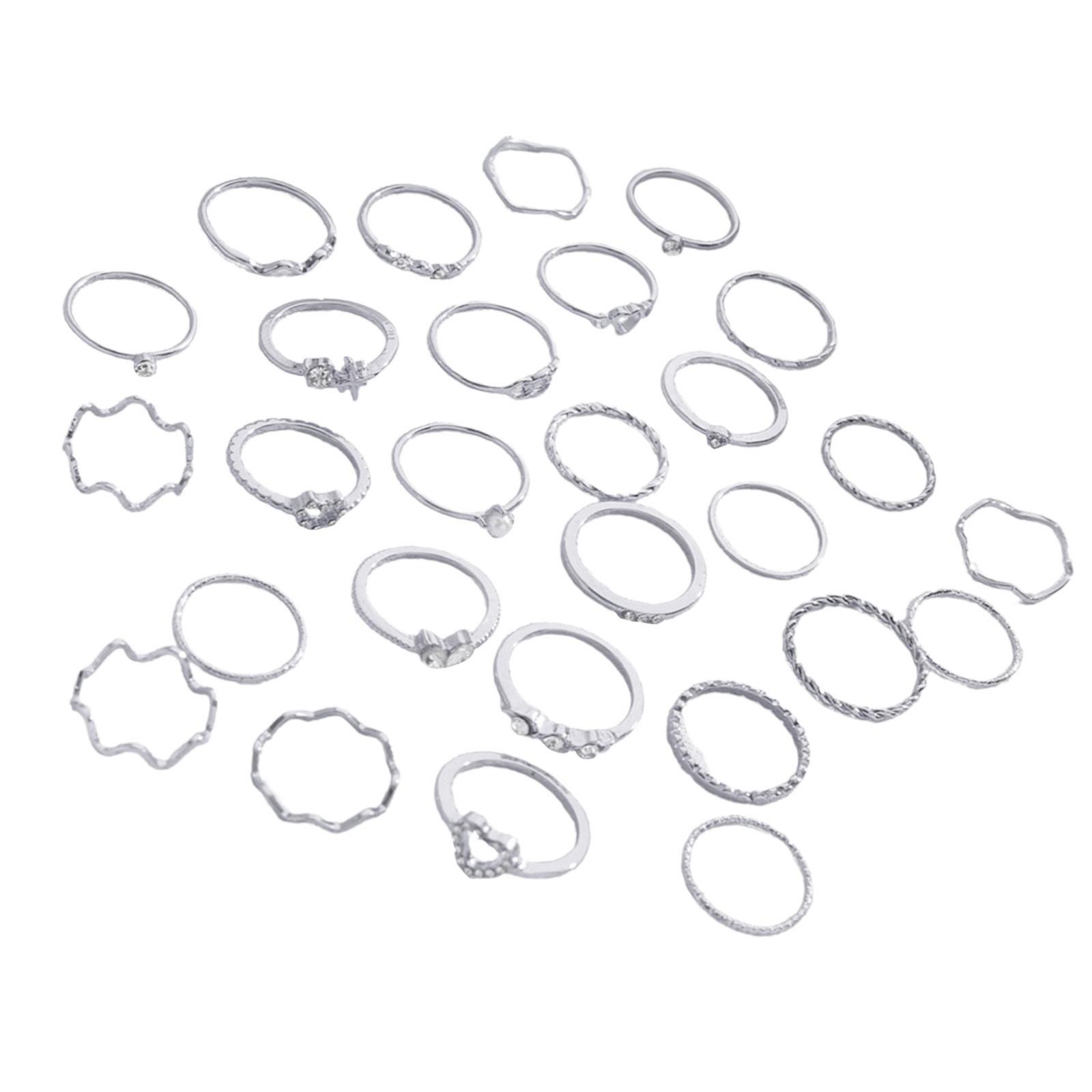 

Elegant 28 Pieces Stylish Waving Rings With Heart Accent Portable Accessory for Everyday Wear and Special Occasions срібний