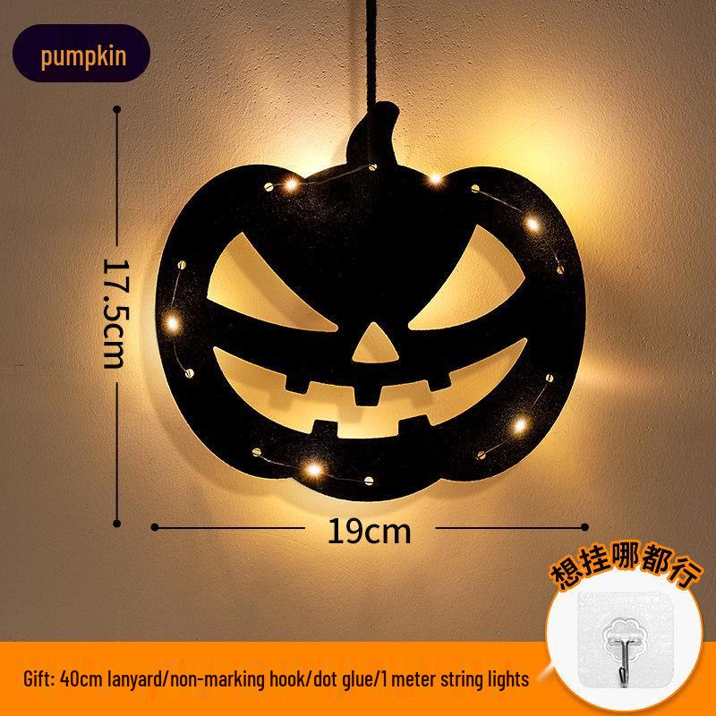 Halloween Hanging Pumpkin Lanterns with String Lights - Festive Scene Décor & Luminous Props