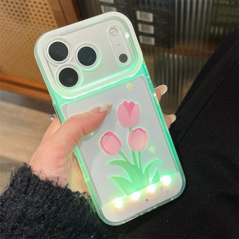 Tulip Floral Incoming Call Flash Phone Case, Compatible with iPhone 11-14, and 15-17 Pro Max